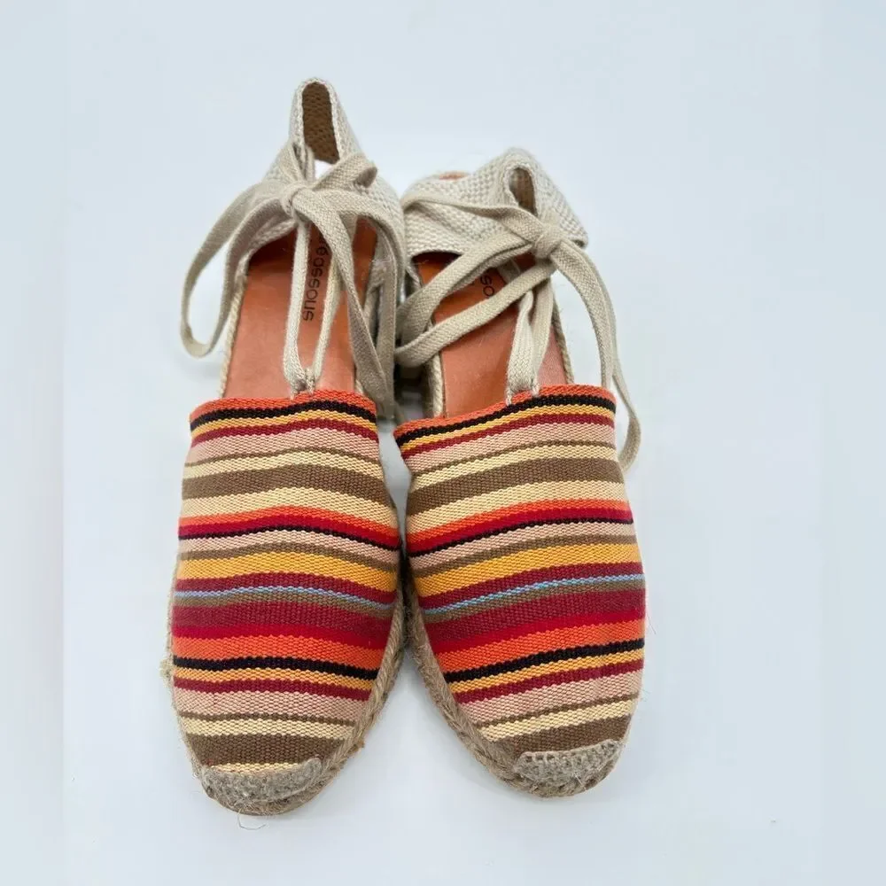 Andre Assous Red and Orange Espadrilles with Jute Sole